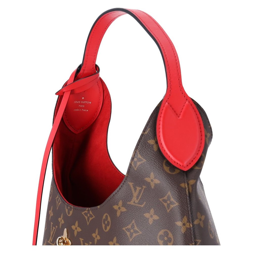 Louis Vuitton M43630 Flower Hobo Shoulder Bag Brown Monogram Red - Picture 15 of 16
